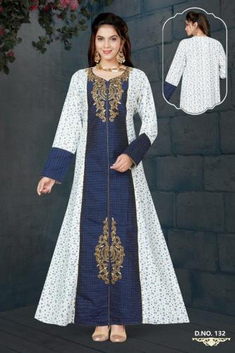 جلابية استقبال تطريز بالنقشة الكحلي موديل WS-22