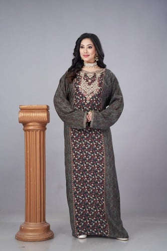 جلابية كشميري لون زيتي موديل SQ4-86