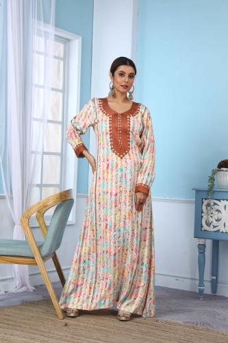 جلابية استايل مغربي لون بني موديل DB5-60