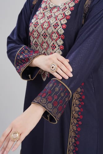 جلابية استايل بحريني لون كحلي موديل DB6-158