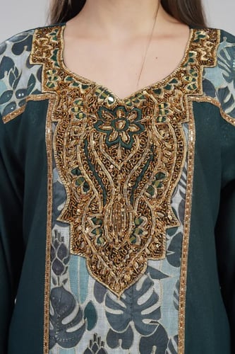 جلابية استقبال لون زيتي موديل WS6-146