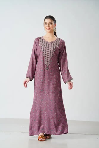 جلابية كشميري صدرية اردني لون لحمي موديل SQ6-192