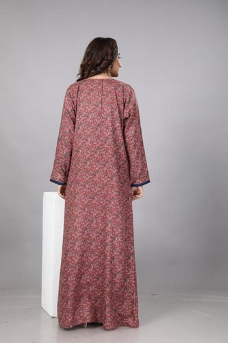 جلابية قطن مشجر كشميري طوبي مطرزة موديل SQ4-68