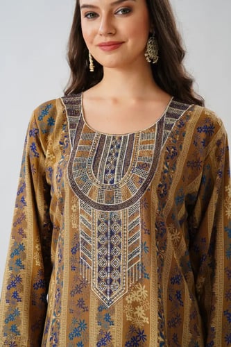 جلابية استايل مخور اماراتي لون بيج موديل SX6-112