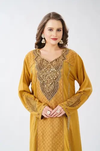 جلابية استقبال لون كموني موديل WS6-141