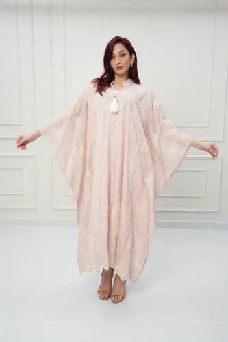 جلابية كويتي تصميم فراشة لون وردي موديل CH6-79