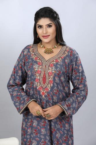 جلابية كشميري لون رمادي موديل SQ4-103