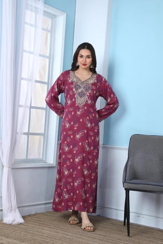 جلابية كشميري لون فوشي موديل SQ5-127