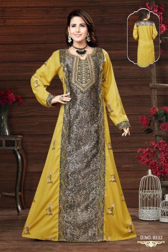 جلابية استقبال برنت لون اصفر موديل Sz-A1050