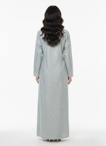 جلابية كويتي ستاتي لون رمادي موديل CH6-107