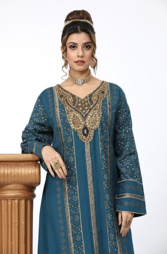 جلابية استقبال لون بترولي موديل WS4-85