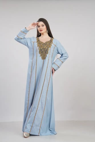 جلابية استقبال لون سماوي موديل WS6-140