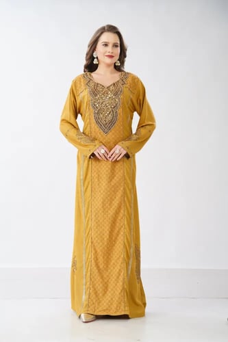 جلابية استقبال لون كموني موديل WS6-141