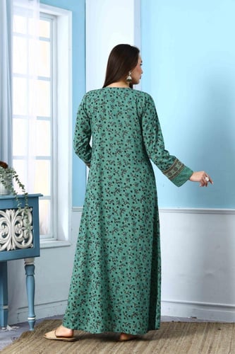 جلابية استايل بحريني لون بترولي فاتح موديل WS5-118