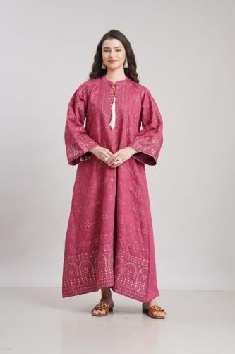 جلابية استايل كويتي لون فوشي موديل KK6-99