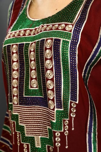 جلابية استايل عسيري لون عودي موديل DB5-75