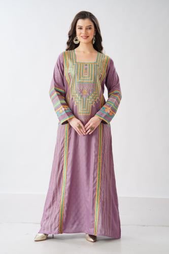 جلابية استايل عسيري لون موف فاتح موديل DB6-151