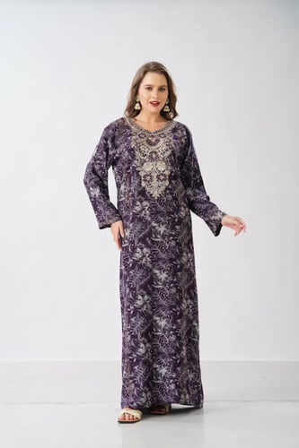 جلابية استايل مخور اماراتي لون موف موديل SX6-111