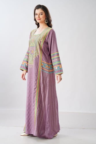 جلابية استايل عسيري لون موف فاتح موديل DB6-151