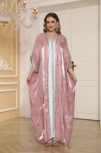 جلابية سهرة لون وردي موديل CH5-26