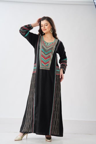 جلابية استايل عسيري لون اسود موديل DB6-150