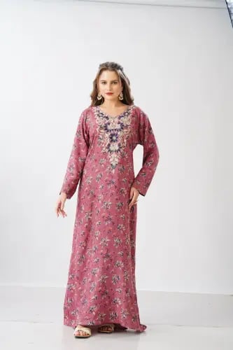 جلابية استايل مخور اماراتي لون وردي موديل SX6-107