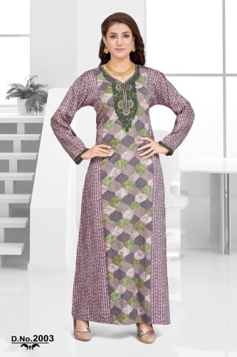 جلابية قطن ناعمه لون موف موديل SQ4-121