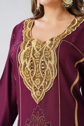 جلابية استقبال لون عودي موديل WS6-148