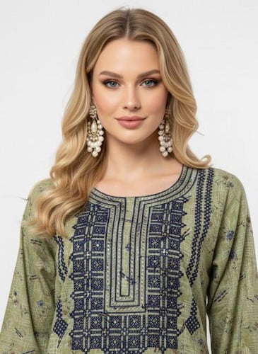 جلابية كشميري صدرية اردني لون زيتي فاتح موديل SQ6-...