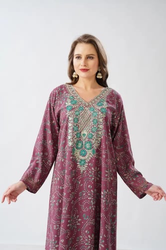 جلابية استايل مخور اماراتي لون لحمي موديل SX6-108