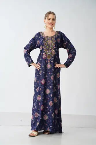 جلابية كشميري صدرية اردني لون كحلي موديل SQ6-190