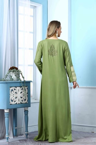 جلابية استايل بحريني لون اخضر فاتح موديل WS5-120