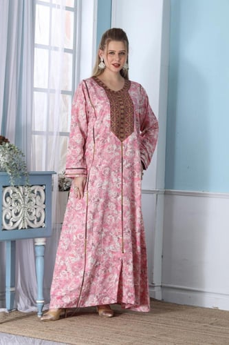 جلابية استايل بحريني لون بينك موديل DB5-84