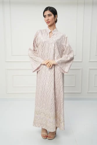 جلابية كويتي لون وردي موديل CH6-111