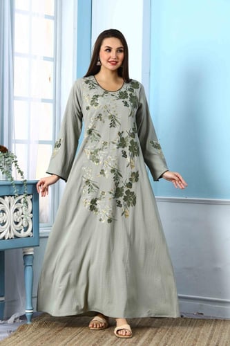 جلابية استايل بحريني لون عشبي موديل DB5-50