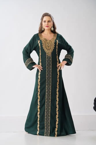 جلابية استايل بحريني لون اخضر موديل WS6-150