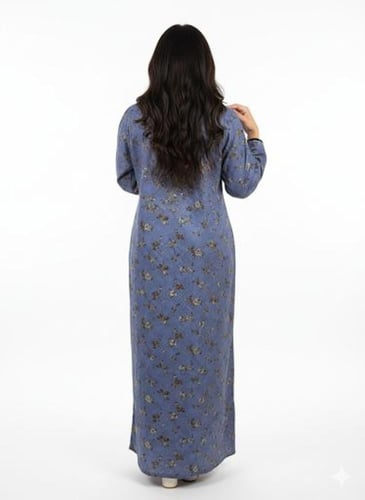 جلابية كشميري صدرية ملونه لون أزرق فاتح موديل SQ6-...