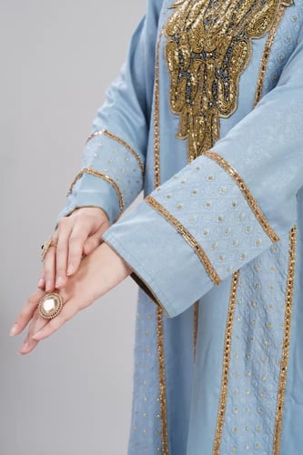 جلابية استقبال لون سماوي موديل WS6-140