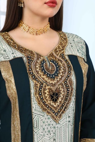 جلابية استقبال لون بترولي موديل WS5-116