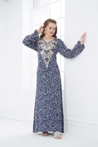 جلابية كشميري لون بترولي موديل SQ5-165