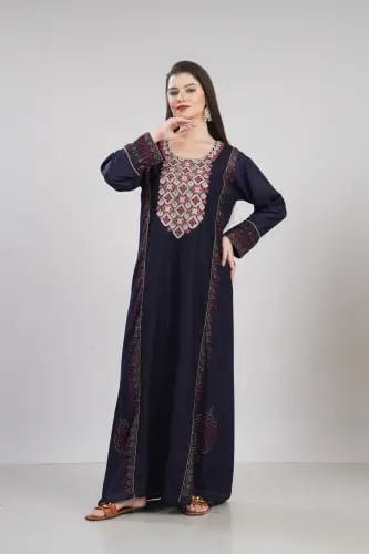 جلابية استايل بحريني لون كحلي موديل DB6-158