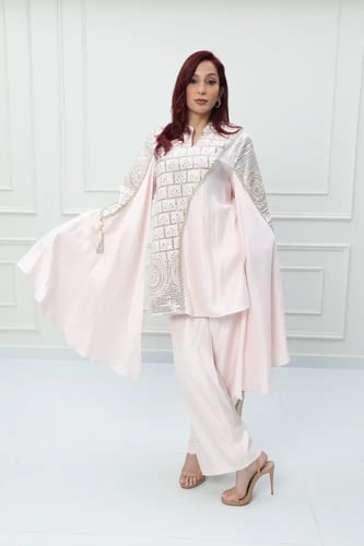 طقم بنطلون استايل تركي لون وردي موديل CH6-3167A