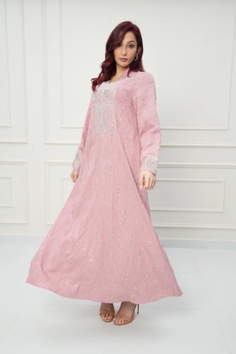 جلابية كويتي لون وردي موديل CH6-105