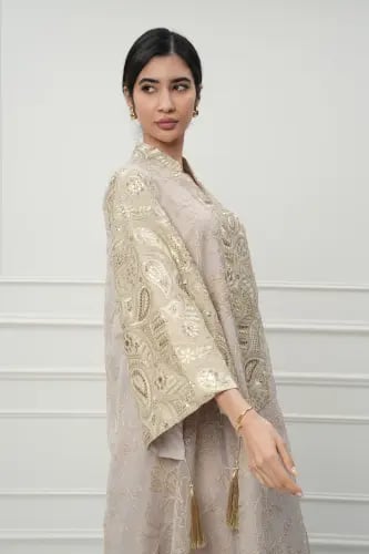 جلابية كويتي لون بيج موديل CH6-64