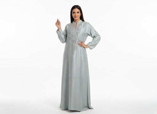 جلابية كويتي ستاتي لون رمادي موديل CH6-107