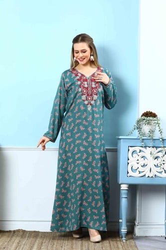 جلابية كشميري لون اخضر فاتح موديل SQ5-137