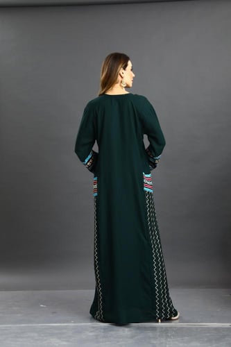 جلابية استايل عسيري لون زيتي موديل DB5-74