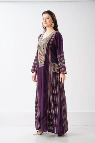 جلابية استايل عسيري لون موف موديل DB6-150