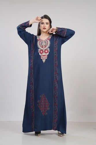 جلابية استايل بحريني لون كحلي موديل DB6-154