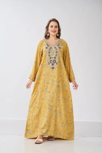 جلابية استايل مخور اماراتي لون كموني موديل SX6-108